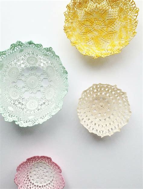 Diy Lace Doily Bowls Lace Doilies Crafts Crafts To Make