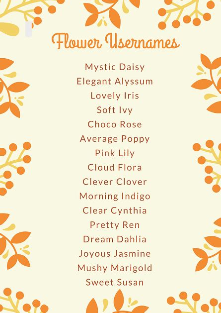 100 Best Flower Usernames List Namesbuddy