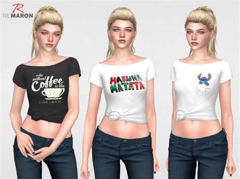 The Sims Resource Graphic Blouse For Women By Remaron • Sims 4 Downloads