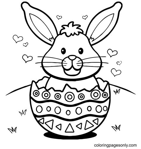 Easter Bunny Eggs Hearts Coloring Page Free Printable Coloring Pages