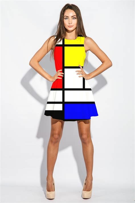 Mod Mondrian Dress Printed Dress Mondrian Dress 60s Style Etsy