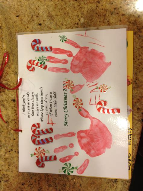 Handprint Christmas Card With Candy Canes