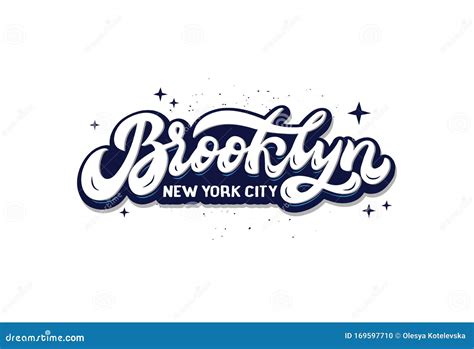 Brooklyn New York City Logo Embleem Label Badge Handgetrokken Letsel
