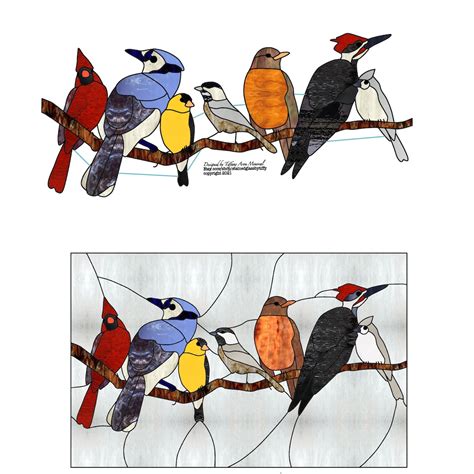 Birds On A Branch Stained Glass Pattern Digital Download Bird Etsy Uk