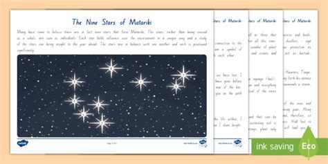 Matariki Overview 9 Stars Of Matariki Teacher Made