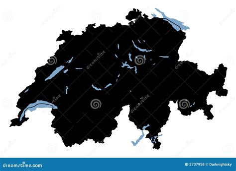 Map Of Switzerland With Lakes Stock Illustration Illustration Of