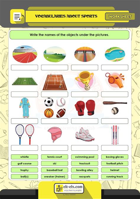 Worksheet Vocabularies About Sports Elt