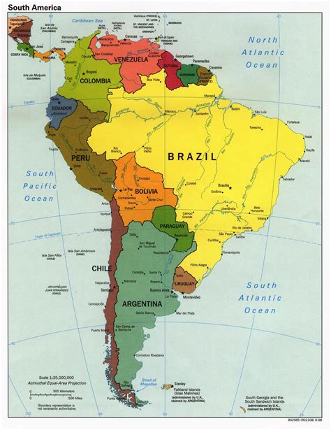 Mapa Político De América Del Sur 1998 Tamaño Completo