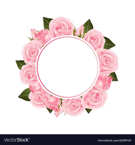 Pink Rose Flower Banner Wreath Royalty Free Vector Image