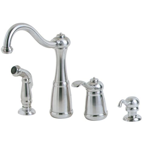 Pfister Marielle Single Handle Side Sprayer Kitchen Faucet And Soap Dispenser In Stainless Steel