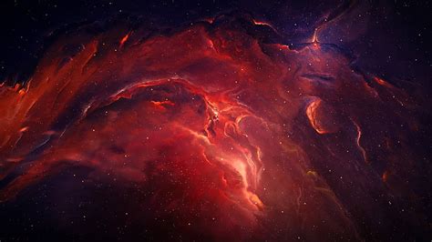 Hd Wallpaper Red And Blue Nebula Digital Art Space Stars Night