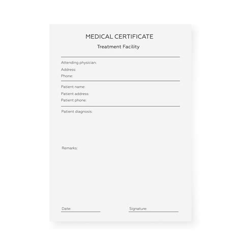 Blank Medical Certificate Template Document Form For Disease