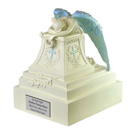 Weeping Angel Blue Winged Baby Urn In The Light Urns