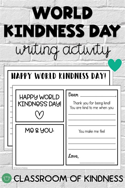 World Kindness Day Writing Activity World Kindness Day Writing
