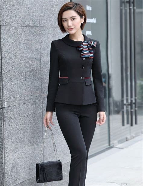Black Blazer Women Business Suits Formal Office Suits Work Pant And Jackets Set Ladies Office