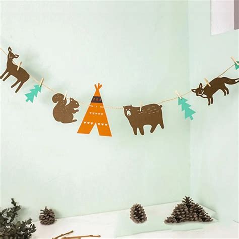 1set Cute Baby Shower Felt Animal Garland Bunting Banner For Child Room