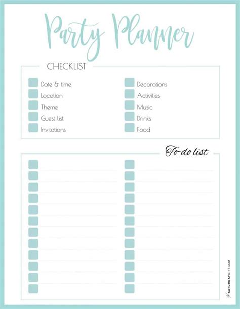 Printable Party Planning Checklist Templates At Allbusinesstemplates