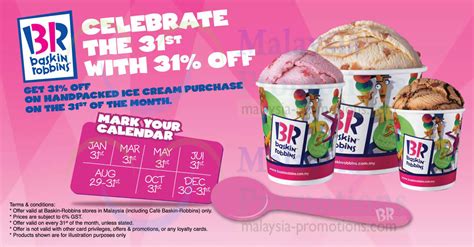 Including ice cream, sundae, shakes, smoothies, warm desserts and more! Baskin-Robbins: Save 31% off handpacked ice cream on 31 ...