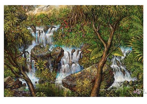 Robert Lyn Nelson Iao Dawn 24x36 Acrylic Painting Rainforests Tropical