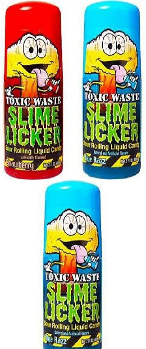 Buy Slime Licker 3 Pack Of Sour Rolling Liquid Candy 1 Red Strawberry And 2 Blue Razz