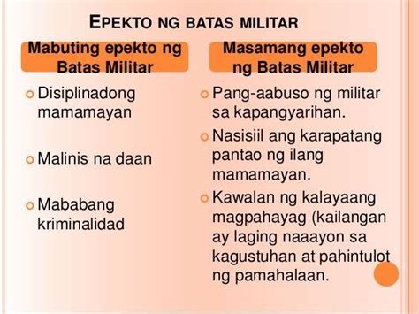 Ano Ang Mabuting Dulot Ng Batas Militar