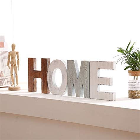 Wood Home Sign Decorative Wooden Block Word Signs Freestanding Dual
