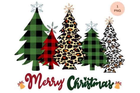 Merry Christmas Leopard Plaid Trees Graphic By Luckydigitalartshop