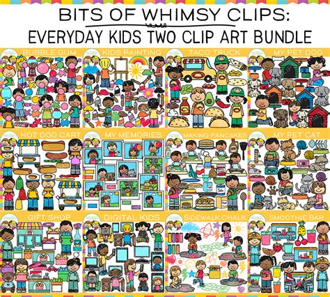 Bits Of Whimsy Clips Everyday Kids Two Clip Art Bundle Images
