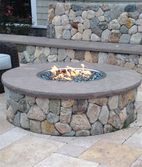 New England Round Stone Fire Pit Stonewood Products