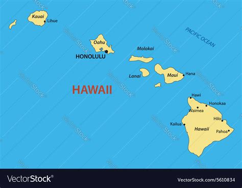 Hawaii Map Royalty Free Vector Image Vectorstock