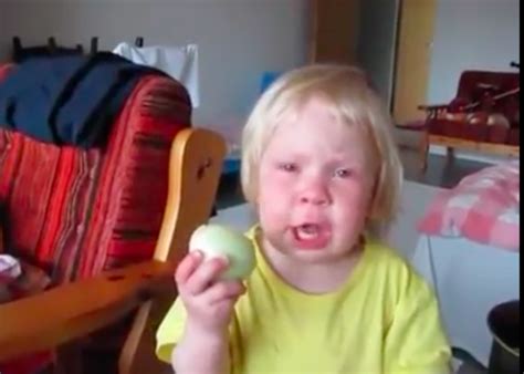 This Stubborn Toddler Refuses To Admit Hes Eating An Onion Not An