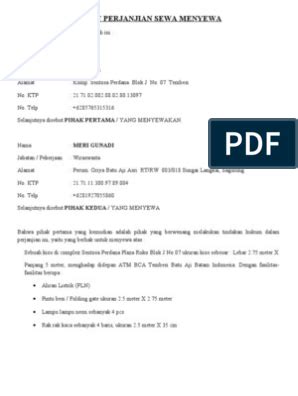 Pada hari ini, senin tanggal 20 bulan januari tahun 2014, di makassar, yang bertanda tangan dibawah ini: Contoh Surat Perjanjian Sewa Tempat Usaha Doc - Contoh ...