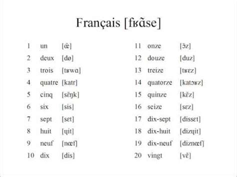 Below are the numbers from 1 to 30 in french. French Numbers 1-20 - YouTube