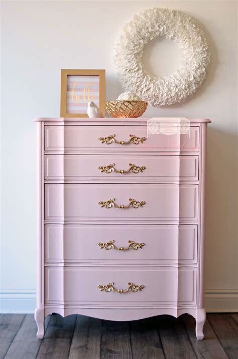 Pink And Gold French Provincial Tall Dresser French Inspired