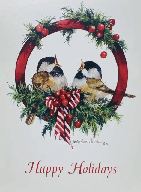 Vintage Holiday Christmas Card Joy To You And Yours Nesting Twin
