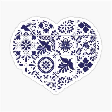 Mexican Talavera Tiles Heart Sticker For Sale By Akbaly Redbubble