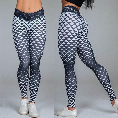 buy women high waist yoga fitness leggings running gym 3d diamond stretch sexy