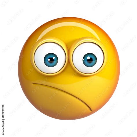 Pensive Face Emoji Worried Emoticon 3d Rendering Isolated On White
