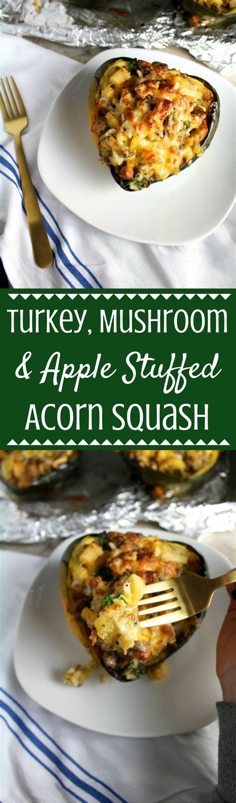 Turkey Mushroom Apple Stuffed Acorn Squash Recipe Acorn Squash