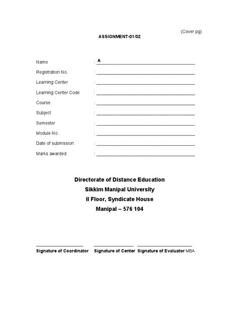 How to make the ignou assignment cover page? Smu Mba Assignment Cover Page