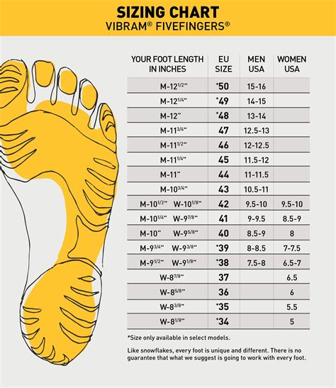 Foot Shoe Size Chart