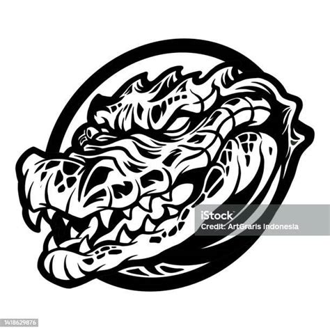 Angry Crocodile Head Shield Silhouette Stock Illustration Download