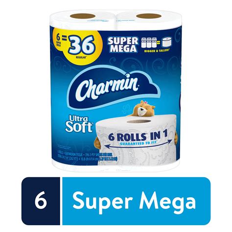 Charmin Ultra Soft Toilet Paper 6 Super Mega Rolls 36 Regular Rolls