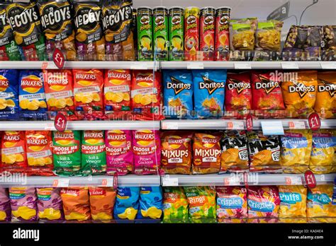 Crisps On Display In A Supermarket Stock Photo 161043404 Alamy