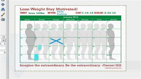In calendar only weigh in 1 2 times a week so you weight loss calendar from printable weight loss calendar , source keanerollins printable weekly weight loss graph how printable weight chart. Weight Loss Goal Calendar Day 1 - Reach Your Weight Loss Goals! - YouTube