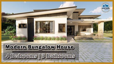 Modern Bungalow House Design Idea With 4 Bedrooms Youtube