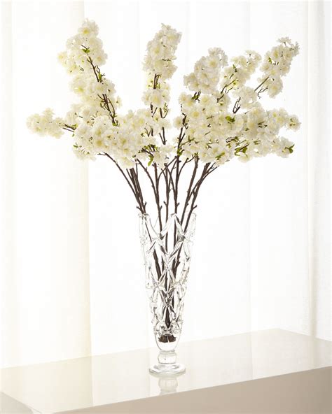 John Richard Collection Cherry Blossom Florals In Glass Vase Neiman Marcus