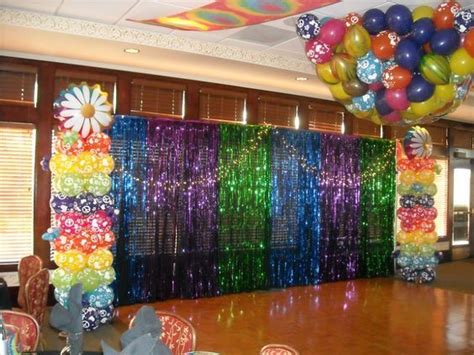 Disco backdrop (Groovy theme party) with balloon drop ...