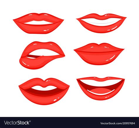 Collection Red Lips Royalty Free Vector Image Vectorstock