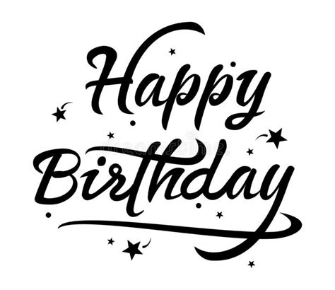 Vector Black And White Happy Birthday Text Royalty Free Illustration